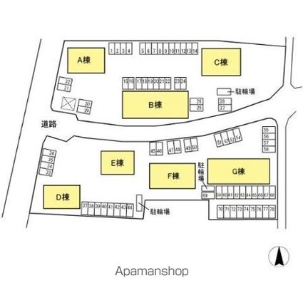 ＲＯＹＡＬ　ＧＡＲＤＥＮ　ＣＡＳＡＨＡＲＡ[2LDK/62.95m2]の配置図
