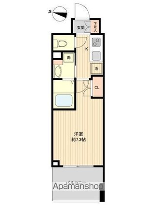 レジディア仙台上杉[1K/24.28m2]の間取図