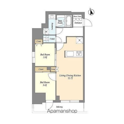 グランカーサ船堀Ⅱ[2LDK/51.67m2]の間取図