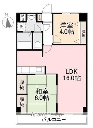 ハイクレスト高松[2LDK/56.7m2]の間取図