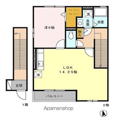 ウィスタリア・ガーデンＢ棟[1LDK/52.25m2]の間取図