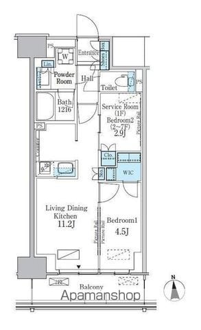 【新宿区百人町のマンションの間取り】