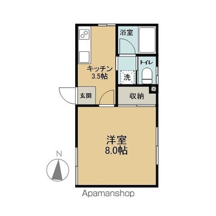 メゾンミュウ[1K/26.49m2]の間取図