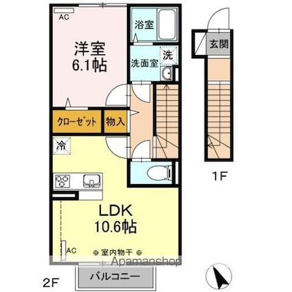サニーガーデン　Ａ[1LDK/46.28m2]の間取図