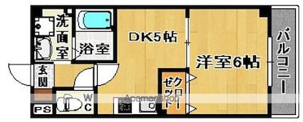 ラ・ミア・カーザ梅北[1DK/27.05m2]の間取図