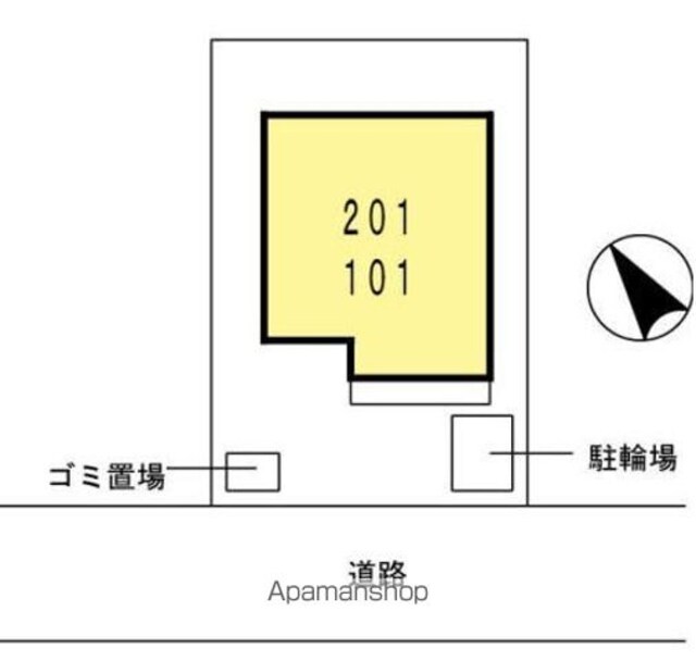 メゾン若葉[1LDK/45.81m2]の配置図