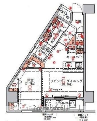 ハーモニーレジデンス東京イーストコア００４[1LDK/45.19m2]の間取図