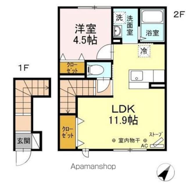 セジュールリョウ[1LDK/44.66m2]の間取図