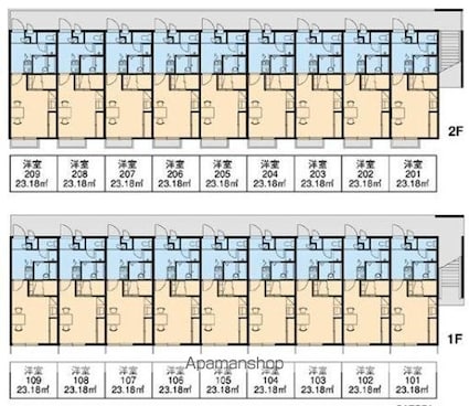 レオパレスＬａｄｙ　Ｇｒｅｙ[1K/23.18m2]の配置図