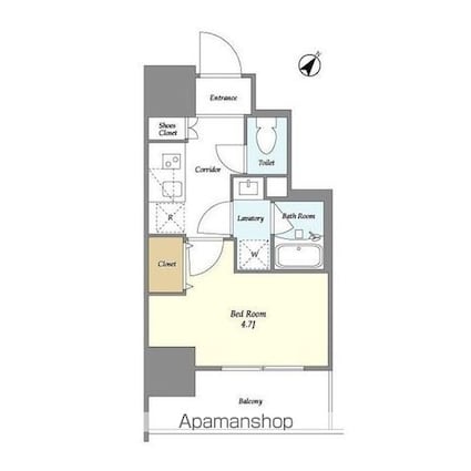 Ｌａ　Ｄｏｕｃｅｕｒ四ツ木Ｅａｓｔ[1K/20.23m2]の間取図