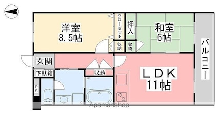 ハピネスイン３[2LDK/64.66m2]の間取図