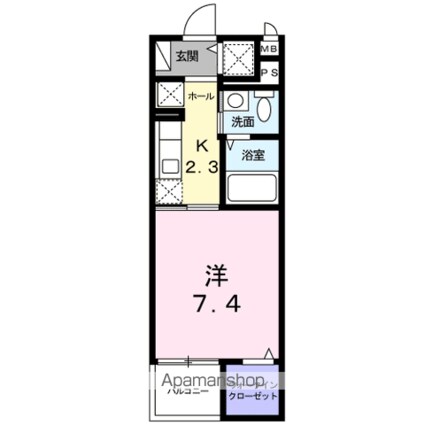 ヴィレッジゲート神明[1K/27.84m2]の間取図