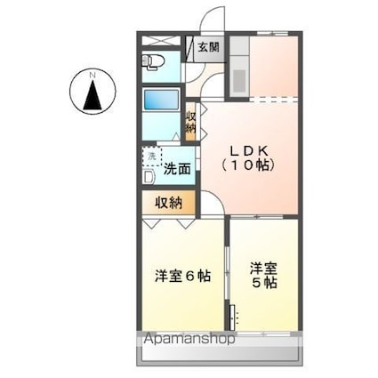 トワール[2LDK/44.88m2]の間取図