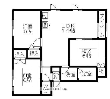 メイユールＰＡＲＫ　Ｂ[3LDK/54.54m2]の間取図