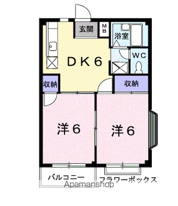 エルディム川井[2DK/39.73m2]の間取図