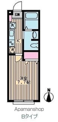 東京都杉並区下井草２丁目[1K/25.62m2]の間取図
