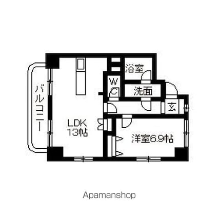 カステーロミズタニ[1LDK/46.43m2]の間取図