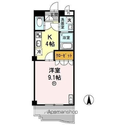 ＤＥＡＲ　ＣＯＵＲＴ（ディアコート）[1K/30.96m2]の間取図