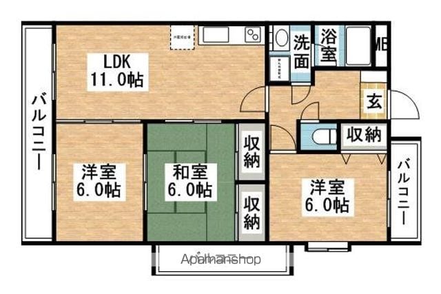 ハイ・アルブル迎田の間取り写真