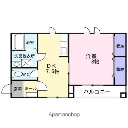 アグリーアブル[1DK/40.95m2]の間取図