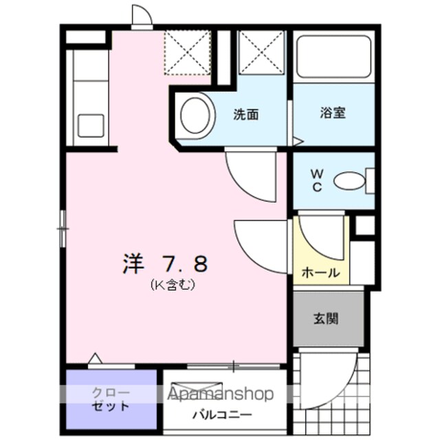 クラール常盤台[1R/21.73m2]の間取図