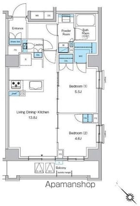 プレディアコート西葛西[2LDK/55.81m2]の間取図