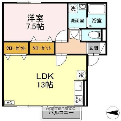 セジュールさびしろ　ＡＢ[1LDK/48.27m2]の間取図