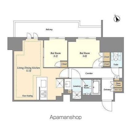 オアーゼ日暮里レジデンス[2LDK/52.51m2]の間取図