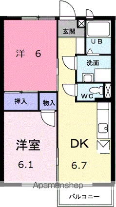 コーポグリーンＢ[2DK/46.13m2]の間取図