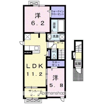 メゾン　ルタン[2LDK/61.88m2]の間取図