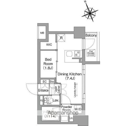 コンフォリア東葛西[1DK/25.53m2]の間取図