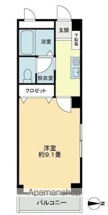 フォブール２１Ａ・Ｂ[1K/44.55m2]の間取図
