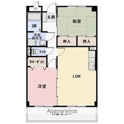 Ｇｒｅｅｎ　Ｖｉｌｌａ[2LDK/57.33m2]の間取図