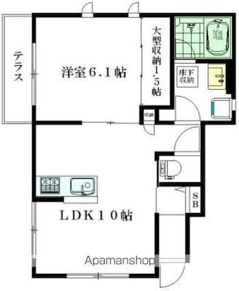 カゼッタ武蔵野[1LDK/40.36m2]の間取図