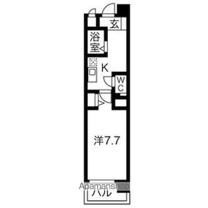 グレイス今池[1K/24.95m2]の間取図