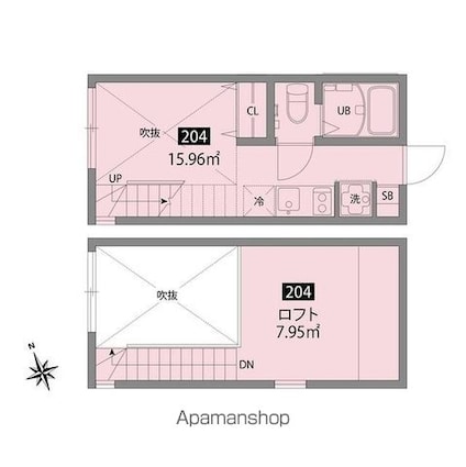 チトフナアパートメント[1R/16m2]の間取図
