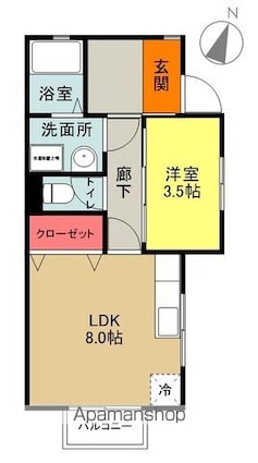 コーポＯＫＡＭＯＴＯ[1LDK/31.92m2]の間取図