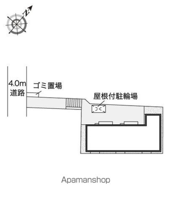 レオネクストグリシナパティオ[1K/25.5m2]の配置図