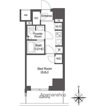 コンフォリア東新宿[1K/25.4m2]の間取図