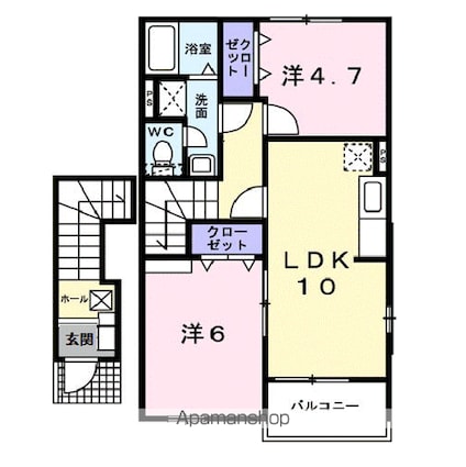 アルクエンシェルＡ[2LDK/50.14m2]の間取図