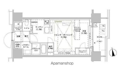 パークスフィア牛込神楽坂[1R/40.01m2]の間取図