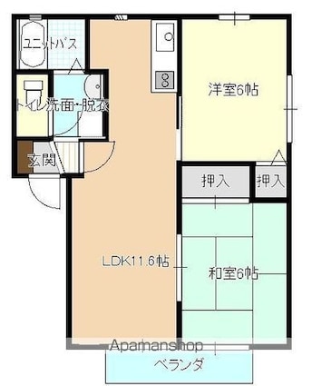 ニューサンシティ川口Ｃ棟[2LDK/50.66m2]の間取図