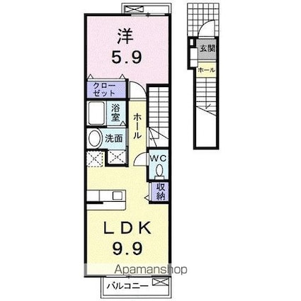 ブライトサンライズＦ[1LDK/42.37m2]の間取図