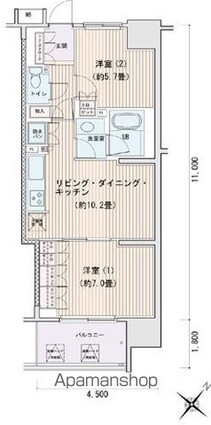 エスティメゾン豊洲レジデンスＣ[2LDK/53.54m2]の間取図