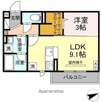 サントピア新涯ＩＩ[1LDK/33.51m2]の間取図