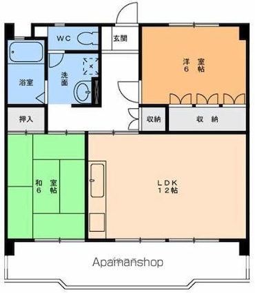 友岡マンション[2LDK/58.32m2]の間取図