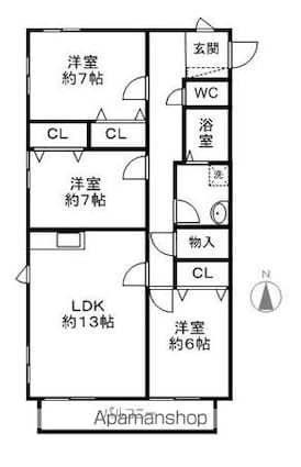 風雅館[3LDK/80.01m2]の間取図