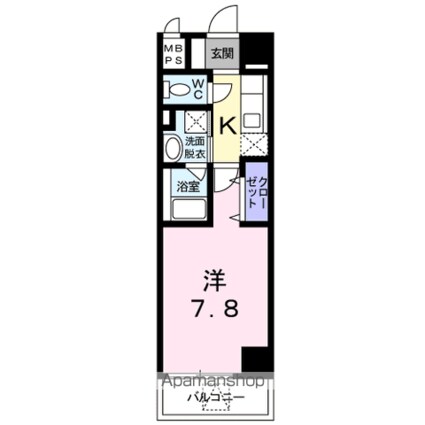 ユニバース大山[1K/25.54m2]の間取図