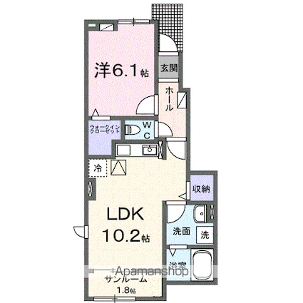 ＪＡＤＡ　Ｈｏｕｓｅ滝宮Ａ[1LDK/44.02m2]の間取図