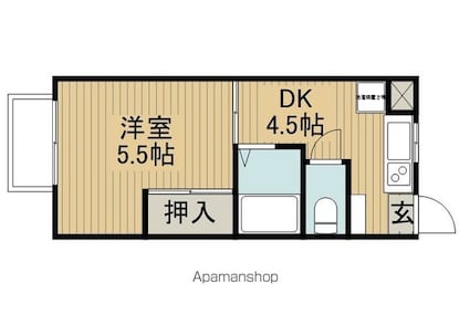 ドミナＳ[1DK/22.08m2]の間取図